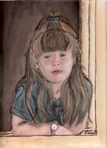 Girl looking through window - An Acrylic Painting